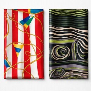 Scarf Set of 2 Women'a Multicolor Nautical &‎ Codello Geometric Square Silk